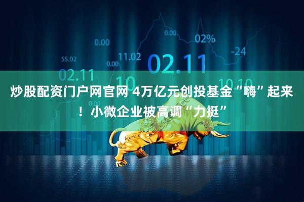 炒股配资门户网官网 4万亿元创投基金“嗨”起来！小微企业被高调“力挺”