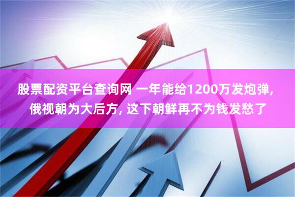 股票配资平台查询网 一年能给1200万发炮弹, 俄视朝为大后方, 这下朝鲜再不为钱发愁了